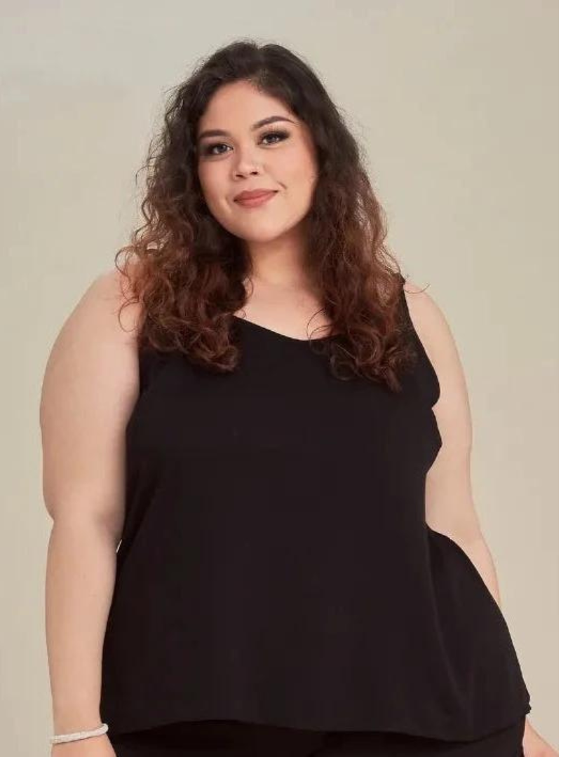 A woman dressed in All Black Spaghetti Tank Top