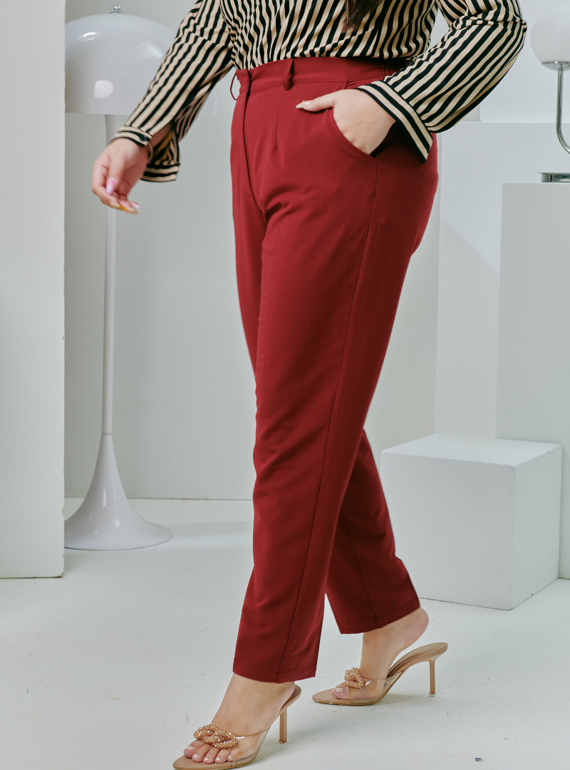 Audrey Skinny Slacks - Maroon