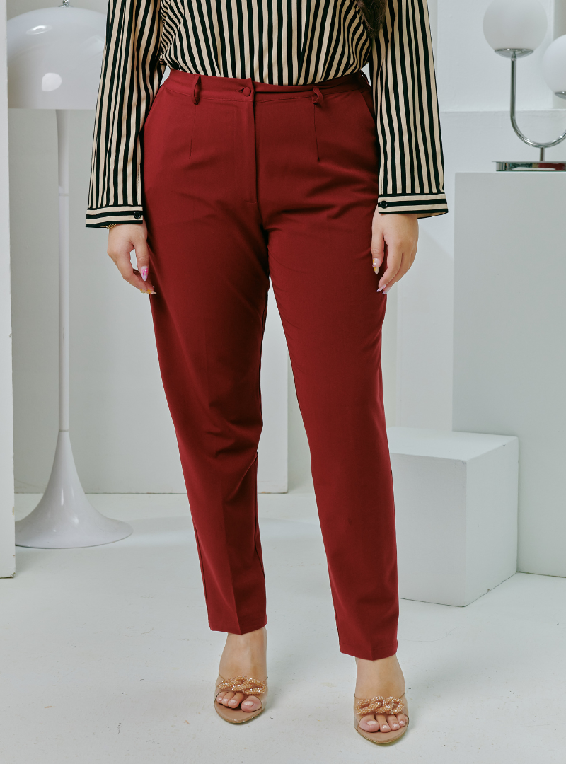 Audrey Skinny Slacks - Maroon