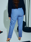 A woman wearing in Denim Blue Audrey Skinny Slacks