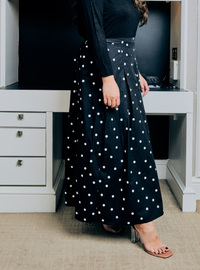 Lucy Poplin Skirt - Black Dotted