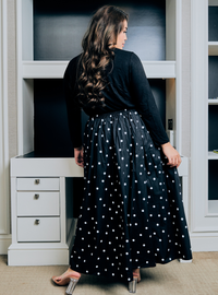 Lucy Poplin Skirt - Black Dotted