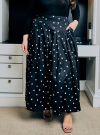 Lucy Poplin Skirt - Black Dotted