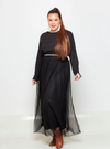 A woman dressed in Black Ms Sasha Tulle Maxi Dress