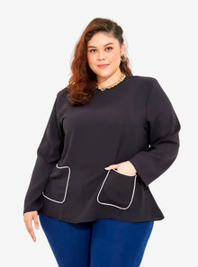  MS SELENA TOP WITH CONTRAST BORDER POCKETS