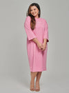 A woman dressed in Barbie Pink Smooth Cotton T-Shirt Dress