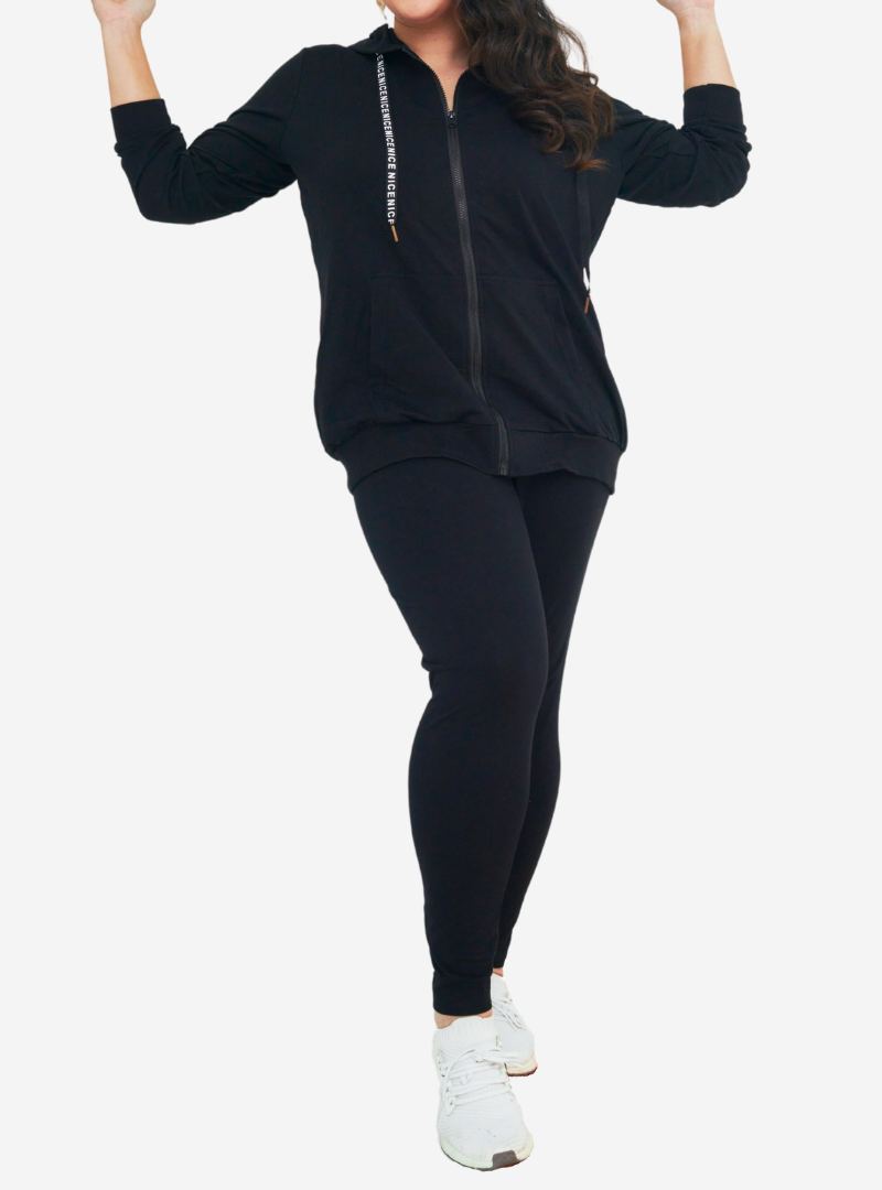 A woman wearing Black Basic Cotton Legging