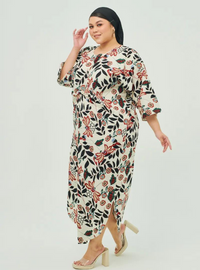 A woman dressed in Black Dedaun Essential Front Knot Printed Light Cotton Dress