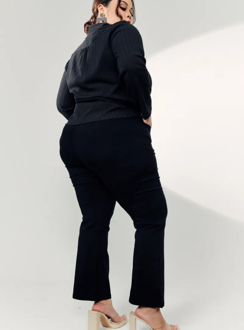 A woman wearing Black Ms Nadia Bootcut Trouser