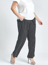 A woman wearing Black Striped Lounge Pants