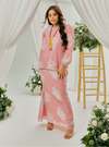 A woman dressed in Bombshell Tun Iman Mandarin Kurung