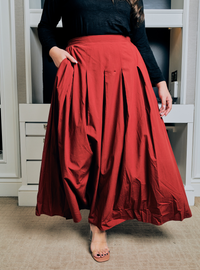 Harper Poplin Skirt - Red Lipstick