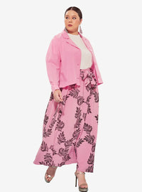 A woman dressed in Candy Pink Cropped Shirt