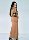 A woman wearing in Copper Zalia Denim Long Skirt