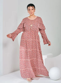 A woman dressed in Dusty Pink Ms Anna Bohemian Maxi