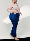 A woman wearing Dark Blue Ms Nadia Bootcut Trouser