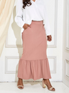 A woman wearing Dusty Pink Ms Leia Ruffles Skirt