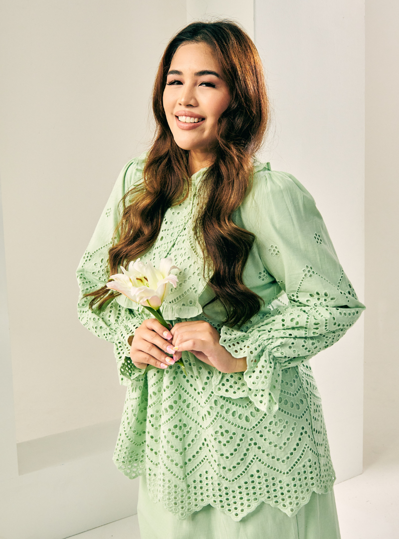 Ezzah Eyelet Doll Top - Mint Green