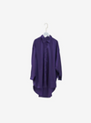A woman dressed in Eggplant Dropped Shoulder Satin Shirt