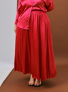 Pleated Satin Skirt - Hot Pink