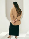 A woman dressed in Latte Jasper Mandarin Collar Basic Shirt