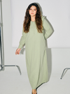 A woman dressed in MInt Green Marsya Cotton Long Sleeve Dress