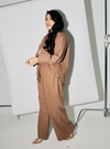 A woman dressed in Mocha Oversized Cotton Set