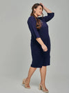 A woman dressed in Navy Smooth Cotton T-Shirt Dress