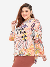 A woman dressed in Orange Pisang Tropical Top