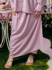 Plum Lavender Tun Zaleha Checked Doll Skirt Only