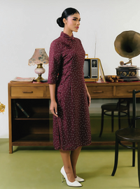 Kim Tai Polka Dotted Midi Cheongsam Dress