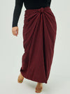 A woman wearing Red Instant Checked Pario Wrap Skirt Only