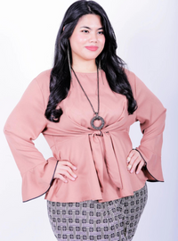 A woman Blouse in Nude Rosalinda Wrap Top