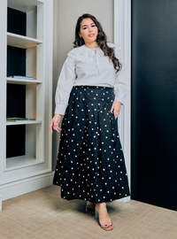 Lucy Poplin Skirt - Black Dotted