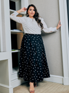 Lucy Poplin Skirt - Black Dotted