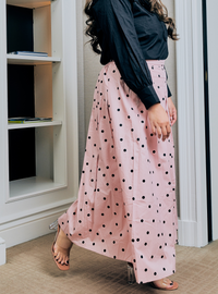 Lucy Poplin Skirt - Pink Dotted