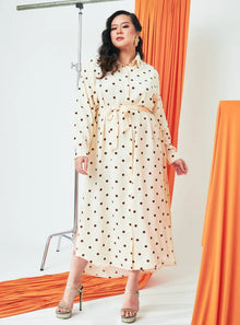  LONGLINE PRINTED SHIRT DRESS - THE DOTTED SERIES