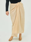 A woman wearing Sand Instant Checked Pario Wrap Skirt Only