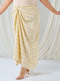 Melly Instant Pario Wrap Skirt Only - Mustard Line Checked