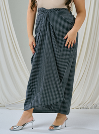 Melly Instant Pario Wrap Skirt Only - Black Small Checked