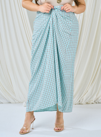 Melly Instant Pario Wrap Skirt Only - Brick Line Checked