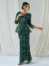 Tun Batrisya Peplum Lace Kurung - Emerald