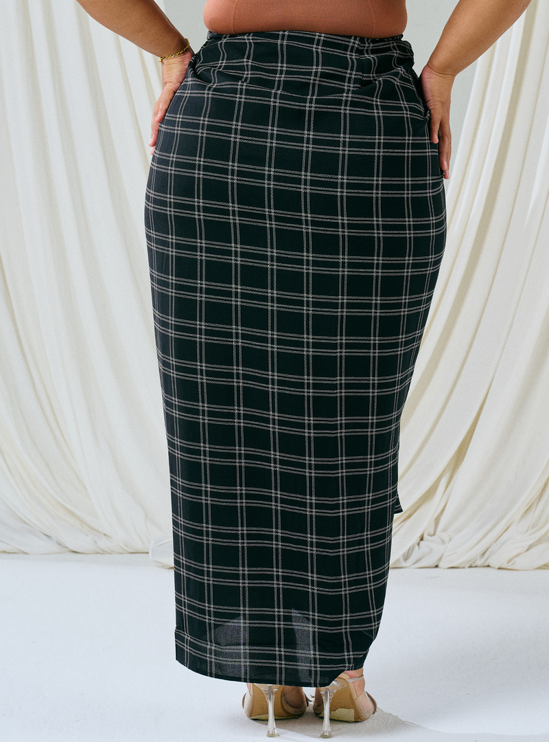 Melly Instant Pario Wrap Skirt Only - Black Double Line