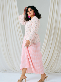 Melly Instant Pario Wrap Skirt Only - Pink Checked