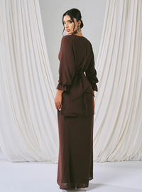 Tun Kamila Wrap Kurung - Rich Brown