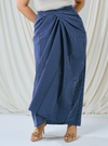 Melly Instant Pario Wrap Skirt Only - Navy Small Checked