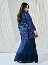 Tun Embun 3D Embroidered Kebaya Kurung - Navy Blue