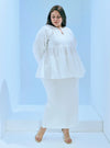 A woman dressed in White Harley Eyelet Doll Top