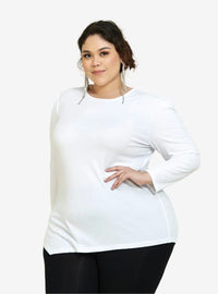 A woman dressed in White Jessie Top Only