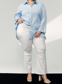 A woman wearing White Ms Nadia Bootcut Trouser